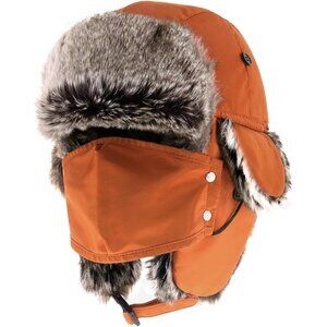 Men  Tan Waterproof Ushanka Trapper Hat with Ear Flaps & Chin Strap